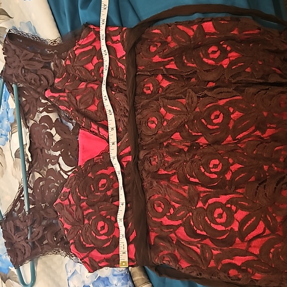 weston wear red with brown lace over lay top size large - Picture 4 of 4